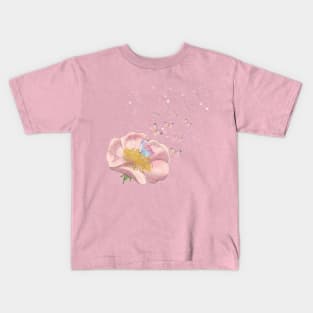 Aesthetic Pink Petals and Butterflies Kids T-Shirt